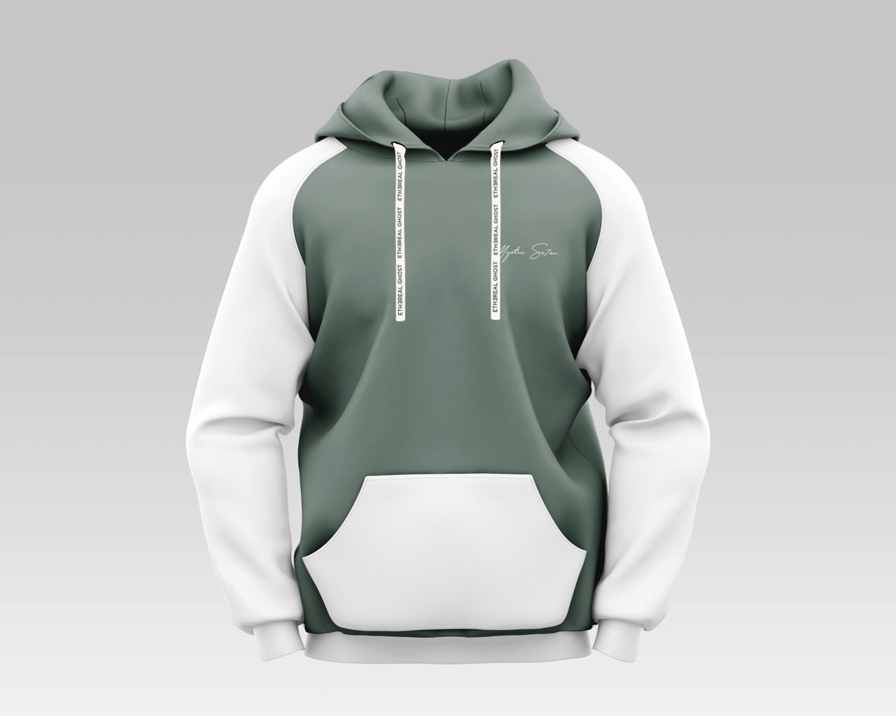 Men's White and Green Hoodie | Mystic Se7en