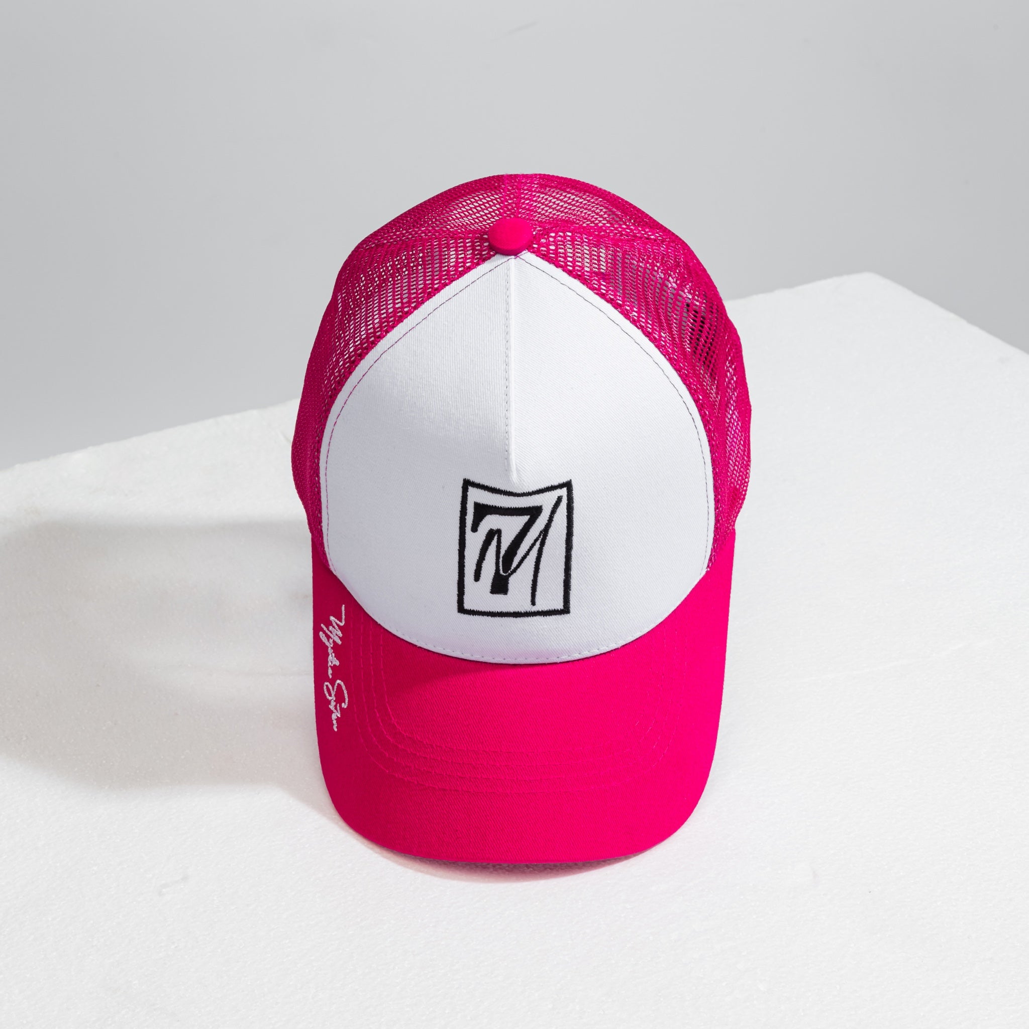 Pink and White Mesh Cap | M7 Pink Cap | Mystic Se7en