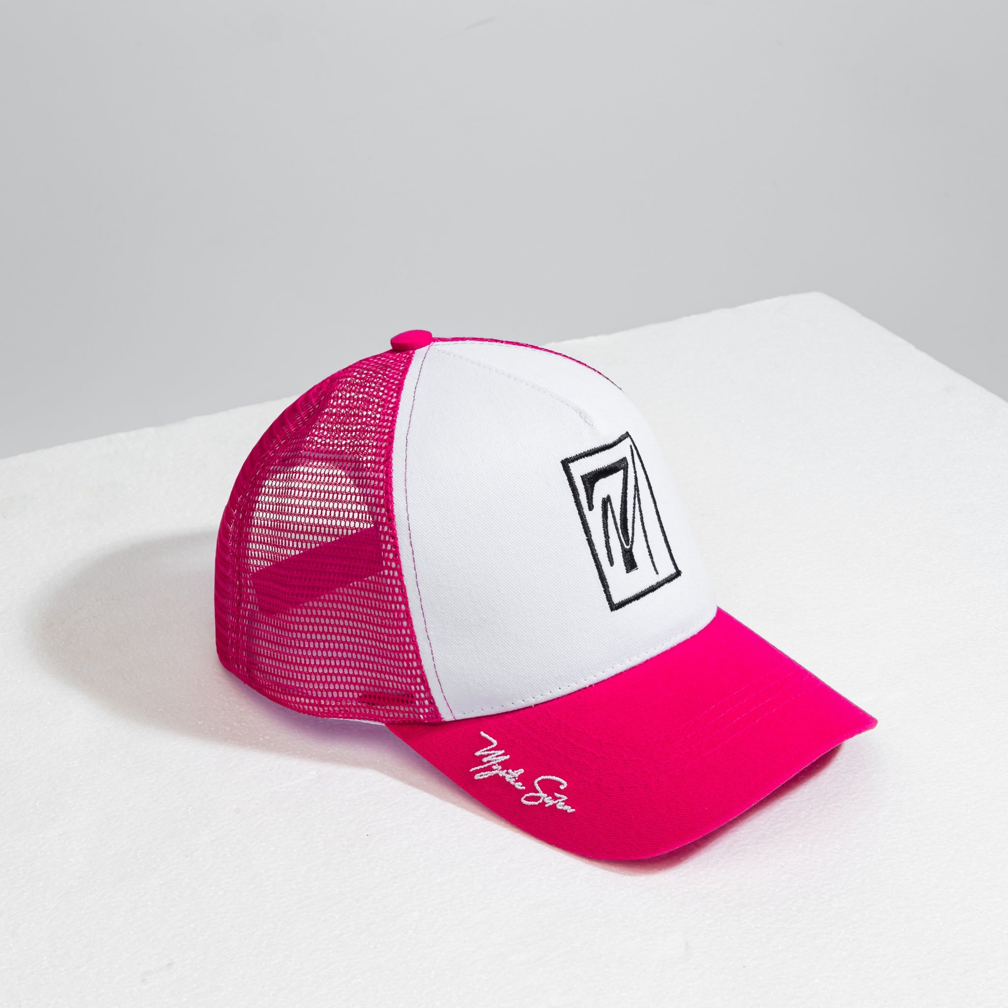 Pink and White Mesh Cap | M7 Pink Cap | Mystic Se7en