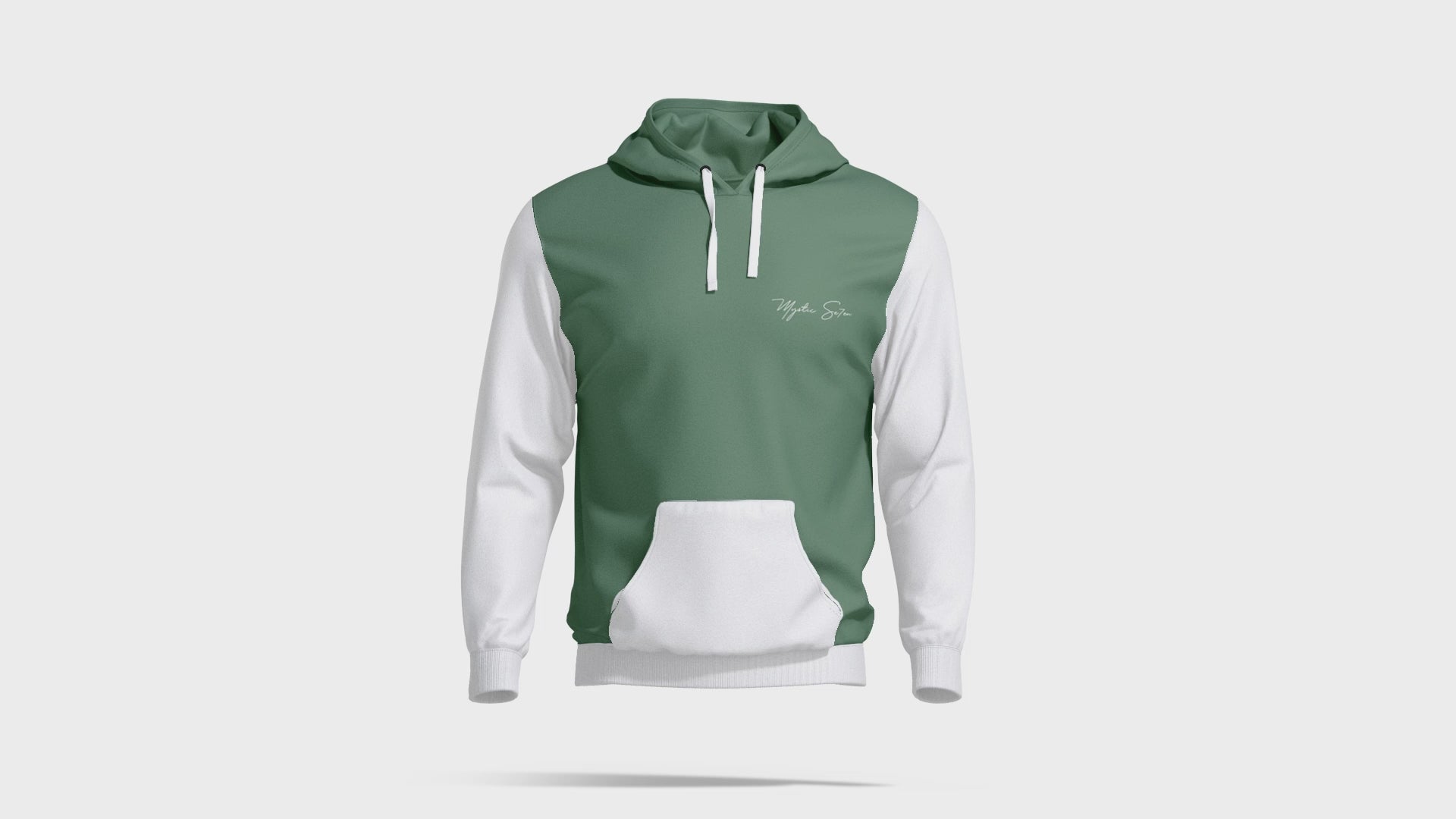 Men's White and Green Hoodie | Mystic Se7en